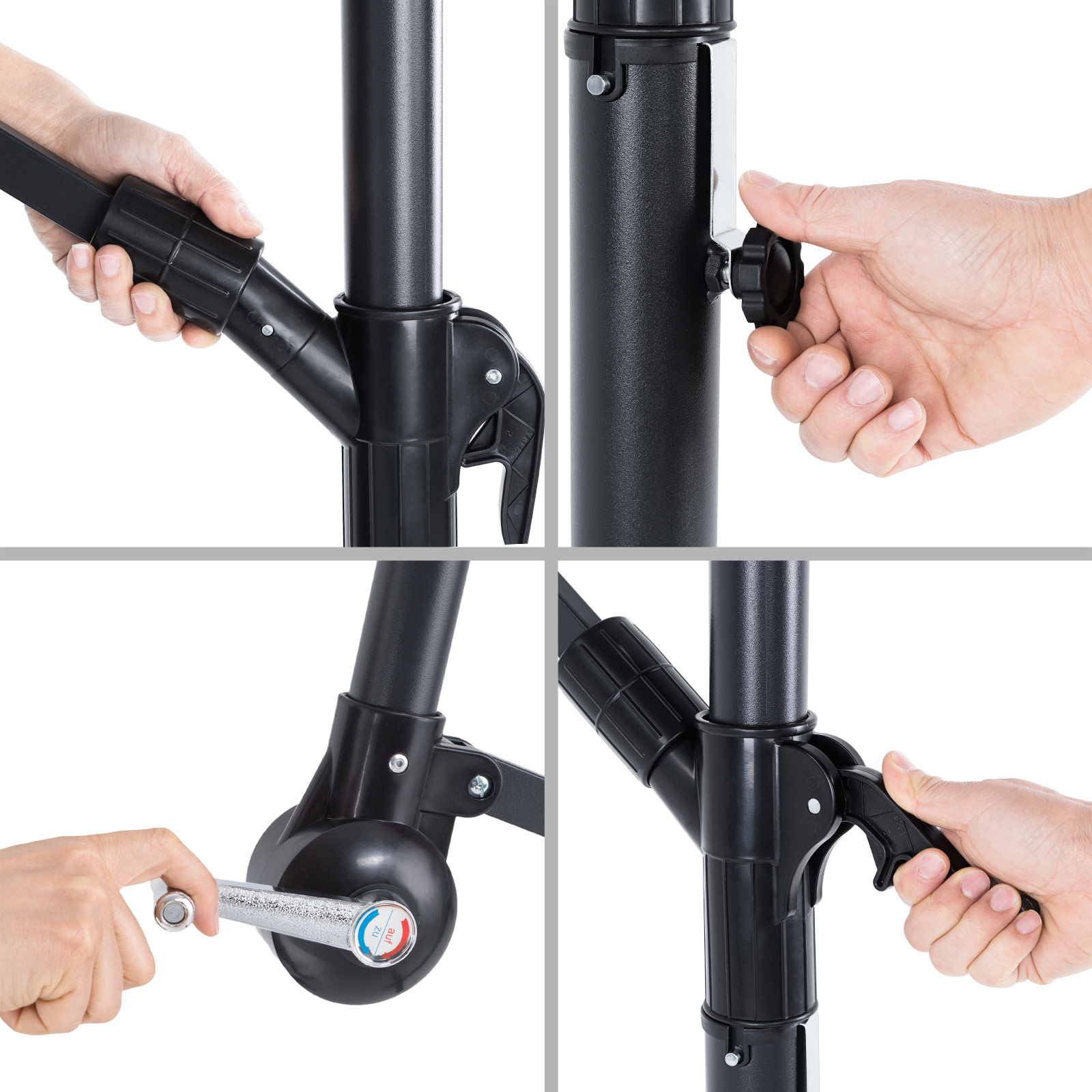 Kings Parasol inklapbaar aluminium Antaciet inclusief slinger Ø 300 cm
