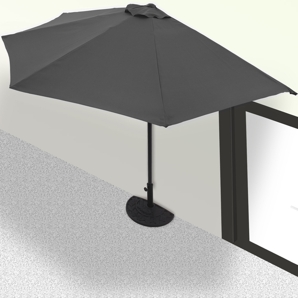 Kings Halfronde Parasol Antraciet UV Bescherming 50+ - Zonder standaard