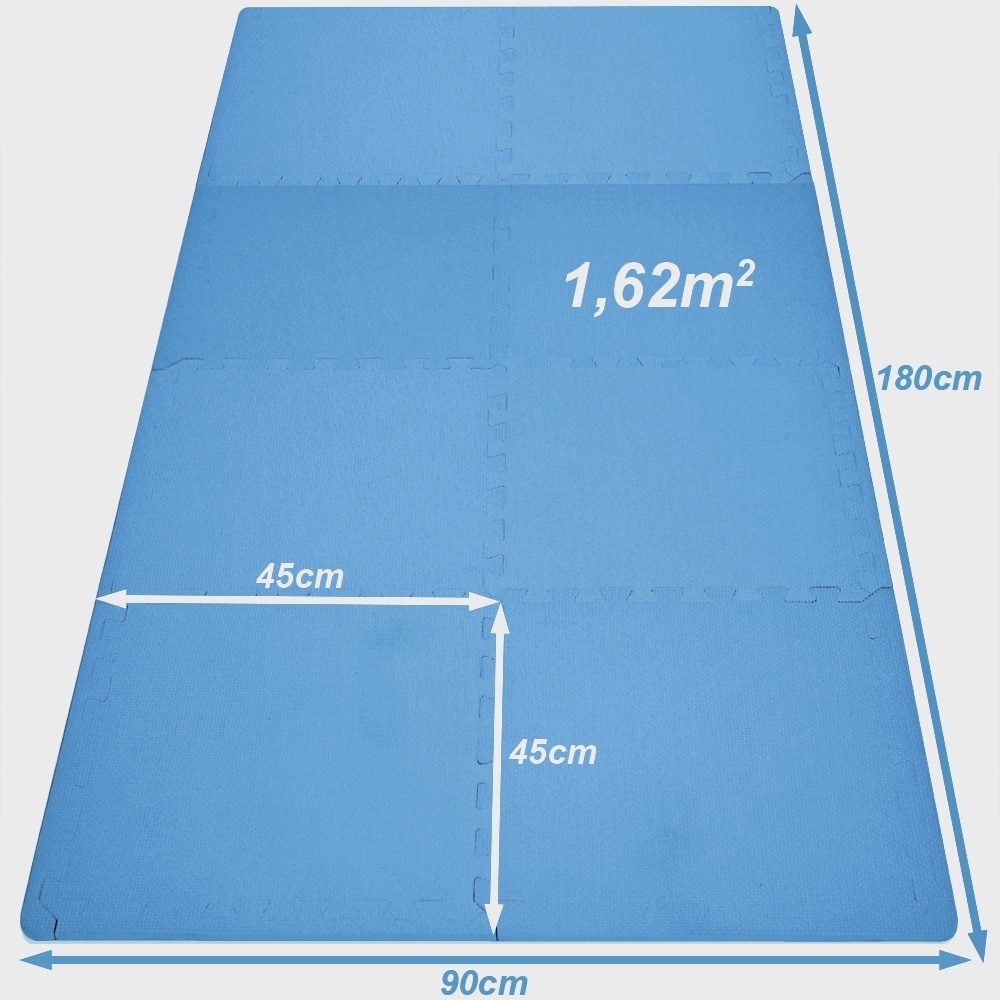Monza Vloerbescherming / Puzzelmat Set van 8 Blauw 180x90x1cm