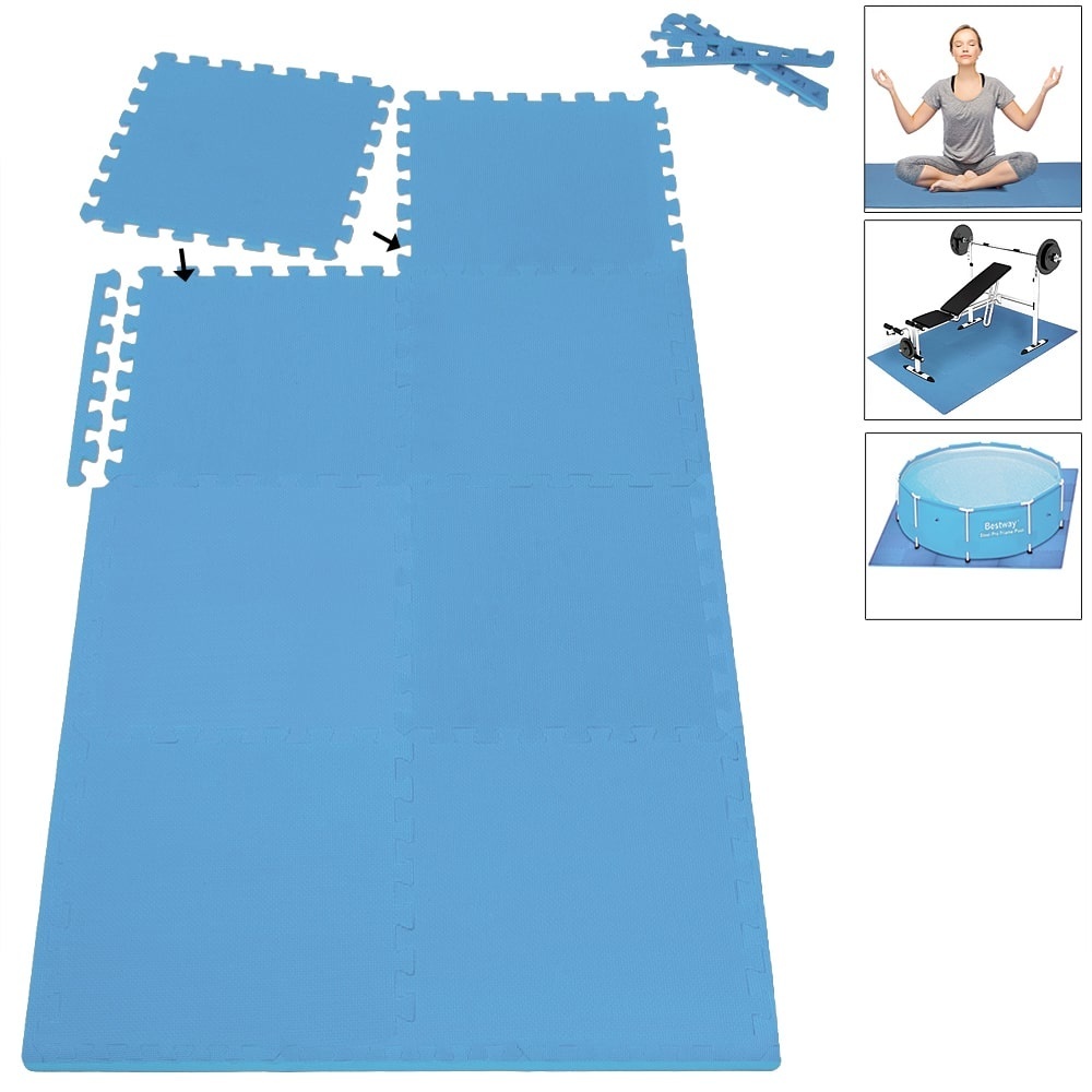 Monza Vloerbescherming / Puzzelmat Set van 8 Blauw 180x90x1cm