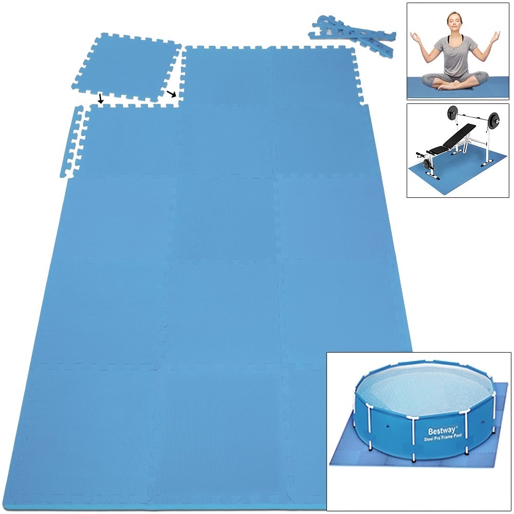 Monza Vloerbescherming / Puzzelmat Set van 8 Blauw 180x90x1cm