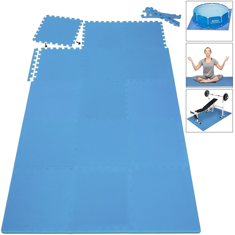 Monza Vloerbescherming / Puzzelmat Set van 8 Blauw 180x90x1cm