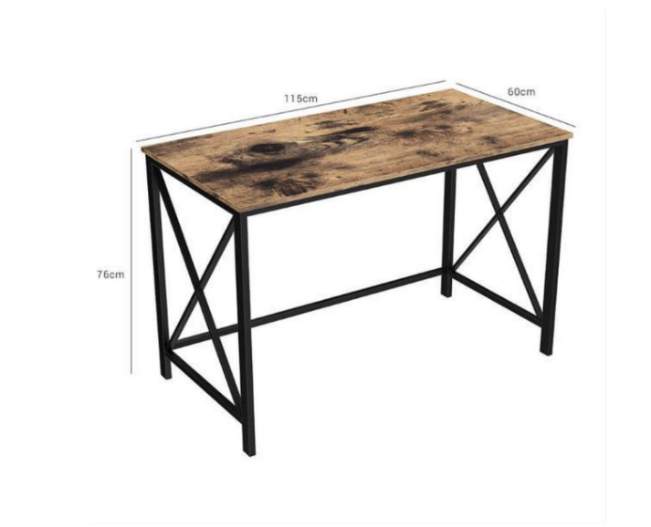 Hoout Vintage Bureau met X-stangen bruin/zwart