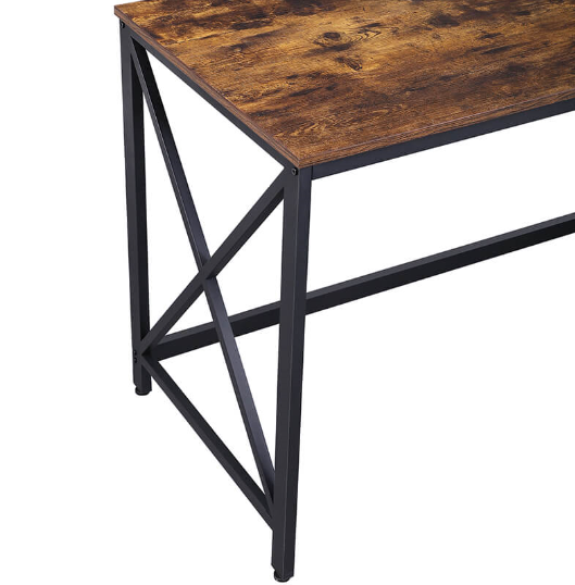 Hoout Vintage Bureau met X-stangen bruin/zwart