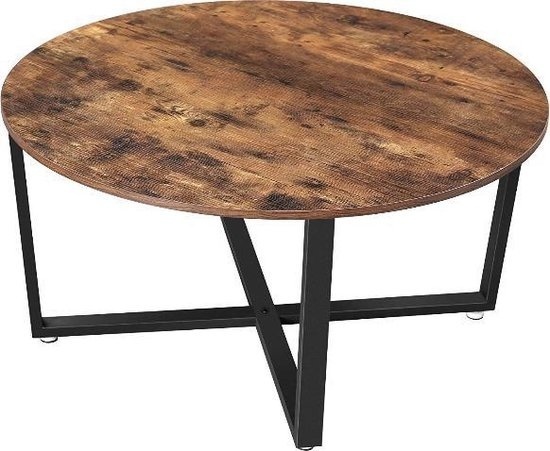 Hoout Vintage Salontafel Rond bruin/zwart