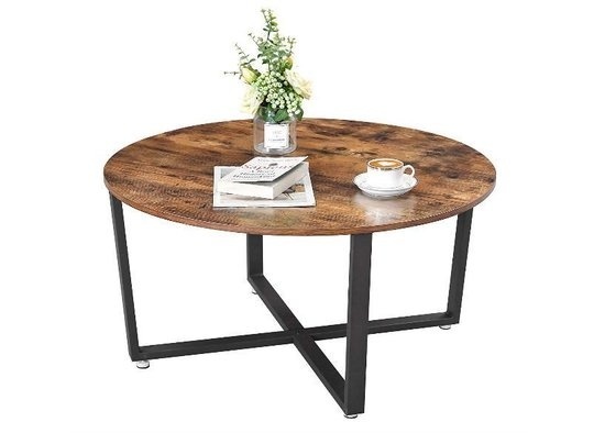 Hoout Vintage Salontafel Rond bruin/zwart