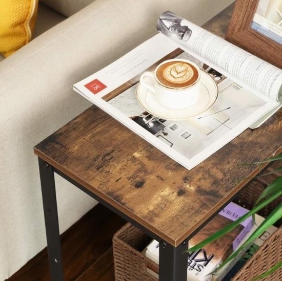 Hoout Bijzettafel/Wandtafel met opbergplank - Rechthoek