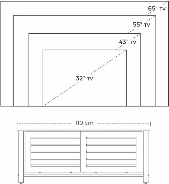 Afbeelding van Hoout TV-meubel/ TV-kast/ TV-tafel 110x40x45 cm