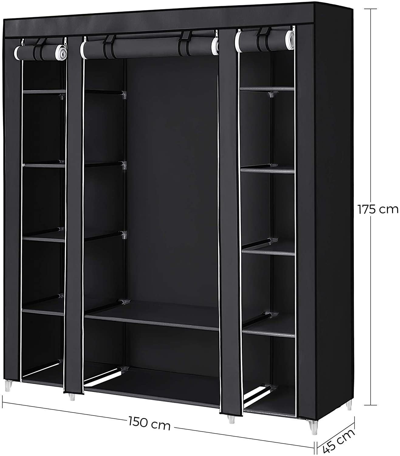 Hoout open stoffen Kledingkast/ Kledingrek met hoes - 150 x 45 x 175 cm
