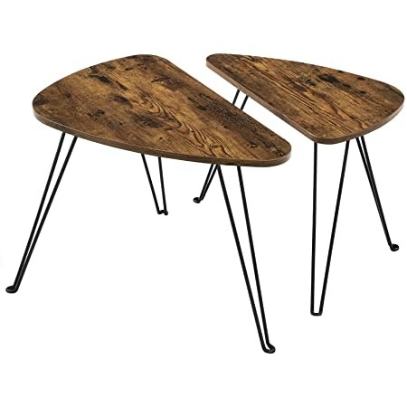 Hoout Bijzettafel- halfrond- 2 stuks