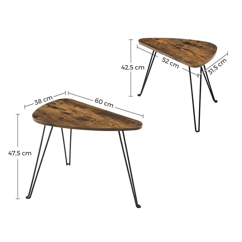 Hoout Bijzettafel- halfrond- 2 stuks