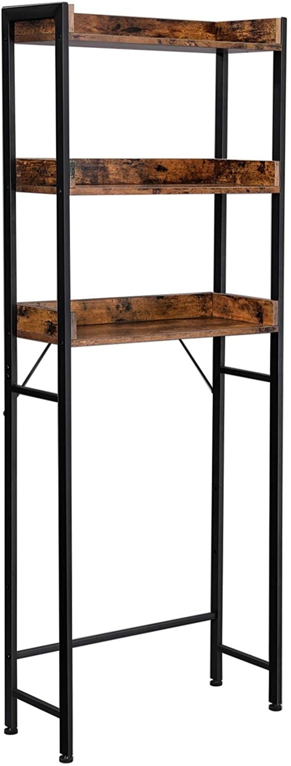 Hoout Badkamerkast/ Opbergrek voor boven toilet of wasmachine - 63 x 25 x 165 cm