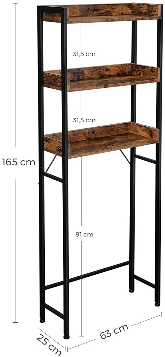 Hoout Badkamerkast/ Opbergrek voor boven toilet of wasmachine - 63 x 25 x 165 cm