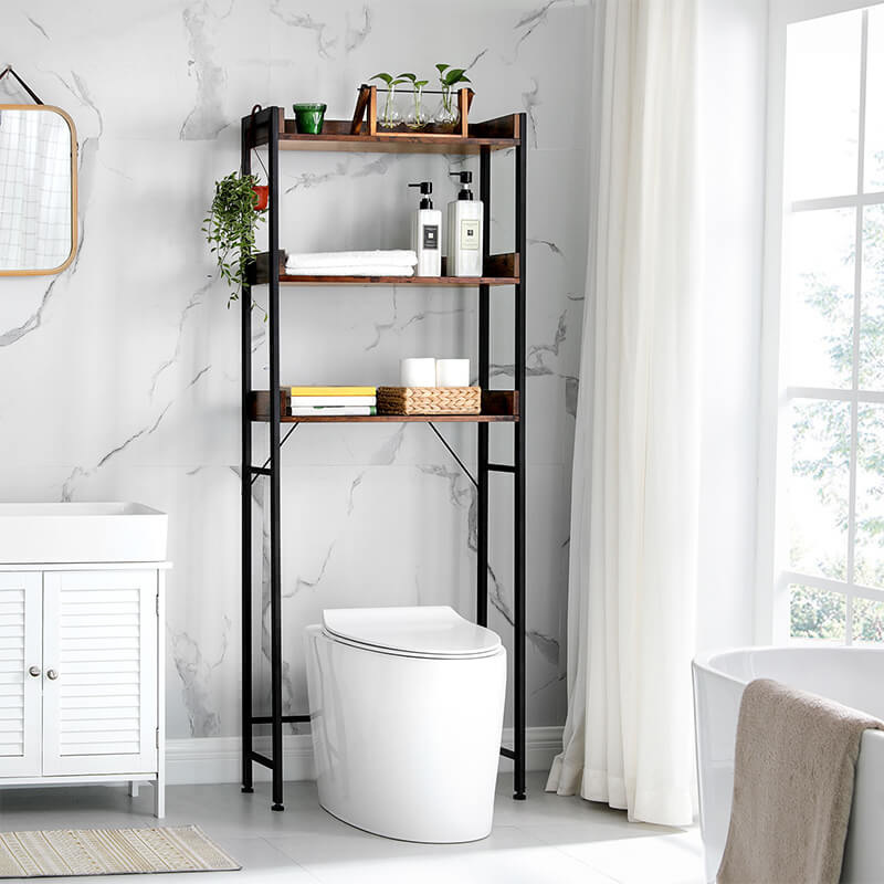 Hoout Badkamerkast/ Opbergrek voor boven toilet of wasmachine - 63 x 25 x 165 cm