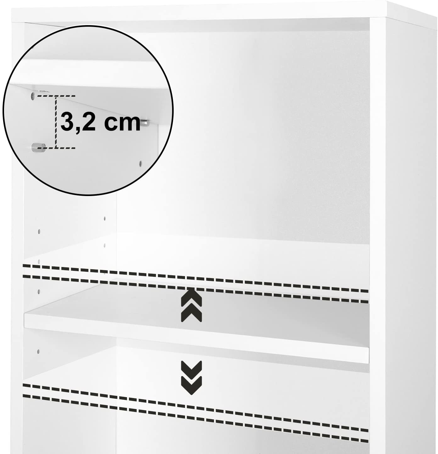 Hoout Boekenkast met 4 legplanken - 40 x 24 x 121.5 cm - WIT