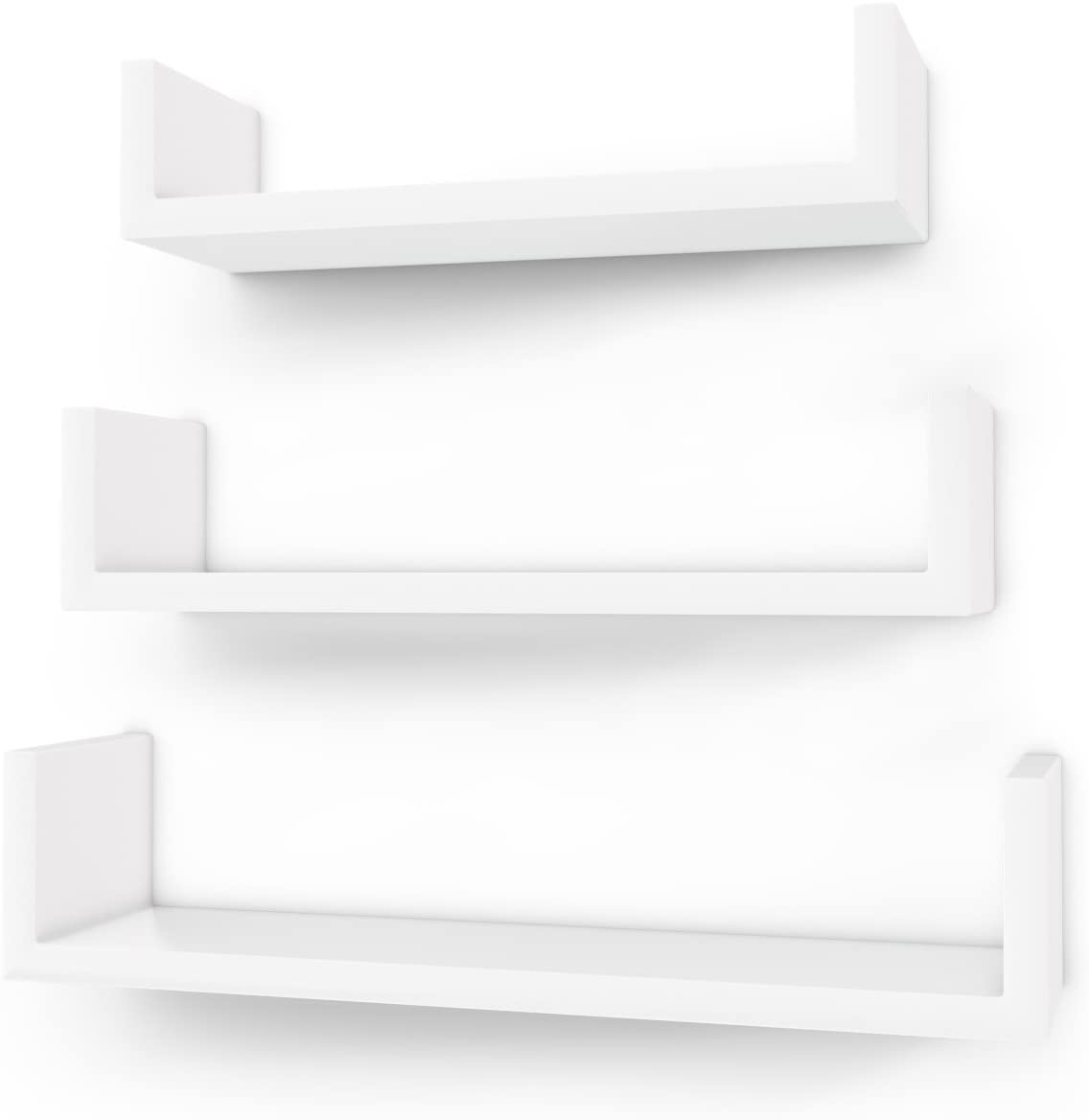 Hoout Wandplanken met rand - 3 stuks - Wit