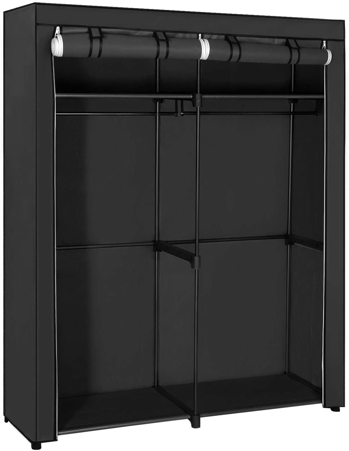 Hoout Stoffen Kledingkast/ Kledingrek met hoes - 140 x 43 x 174 cm - Zwart