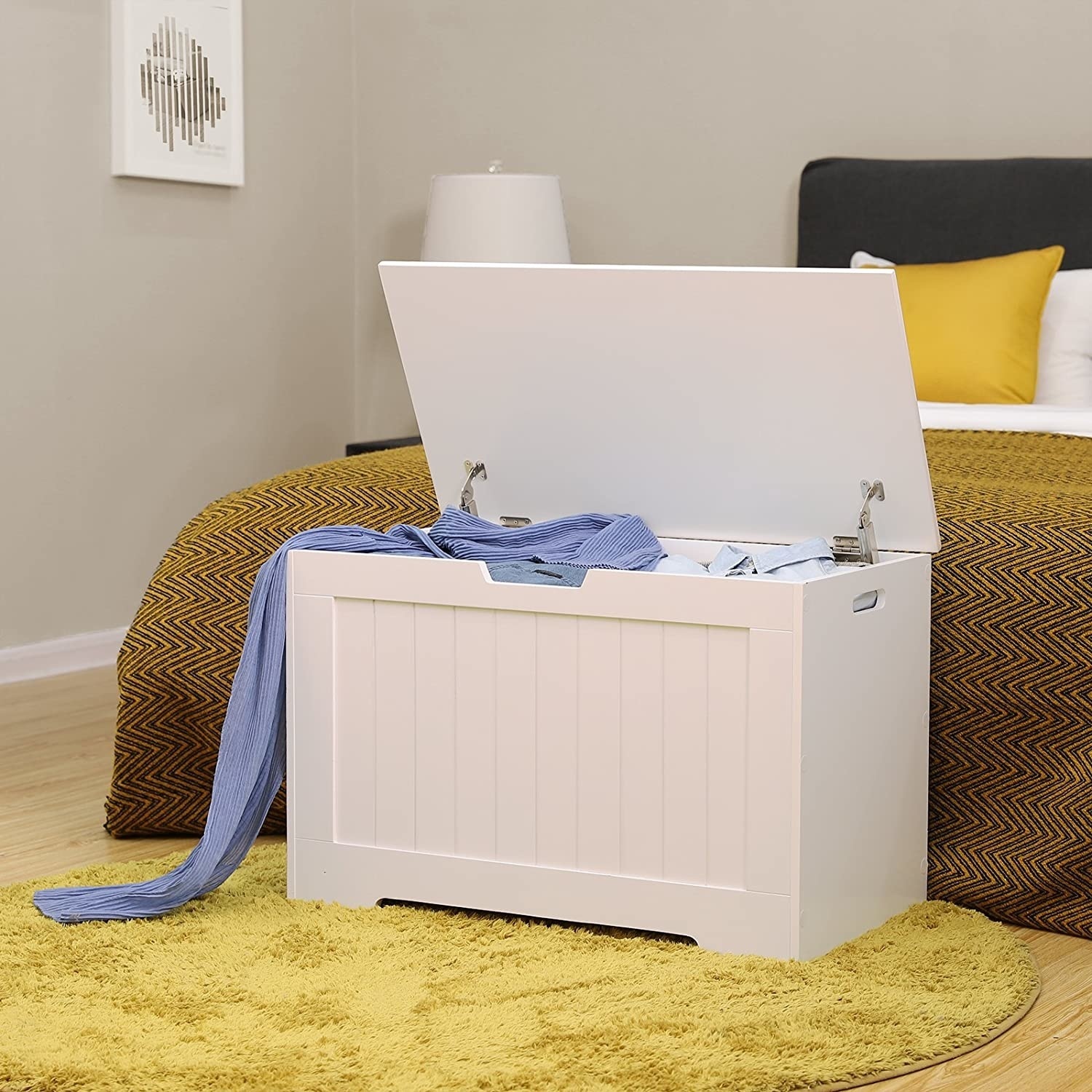 Hoout Opbergbox/ Opbergkist / Speelgoedkist - 76 x 48 x 40 cm (b x h x d) - Wit