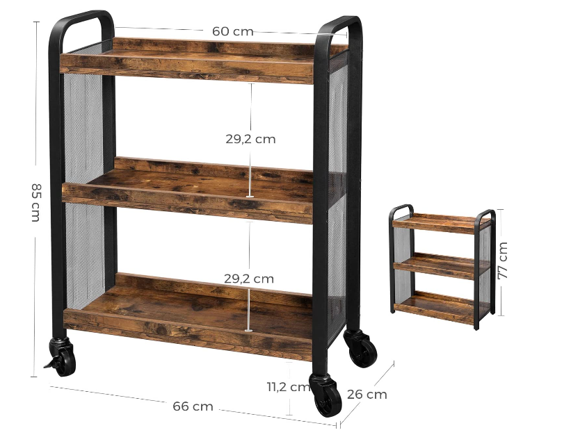 Hoout Serveerwagen - 66x26x85 cm