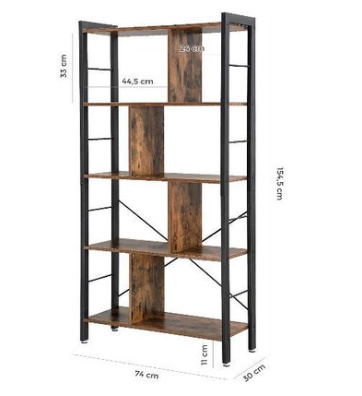 Hoout Boekenkast met 4 niveaus - 74x30x154.5 cm