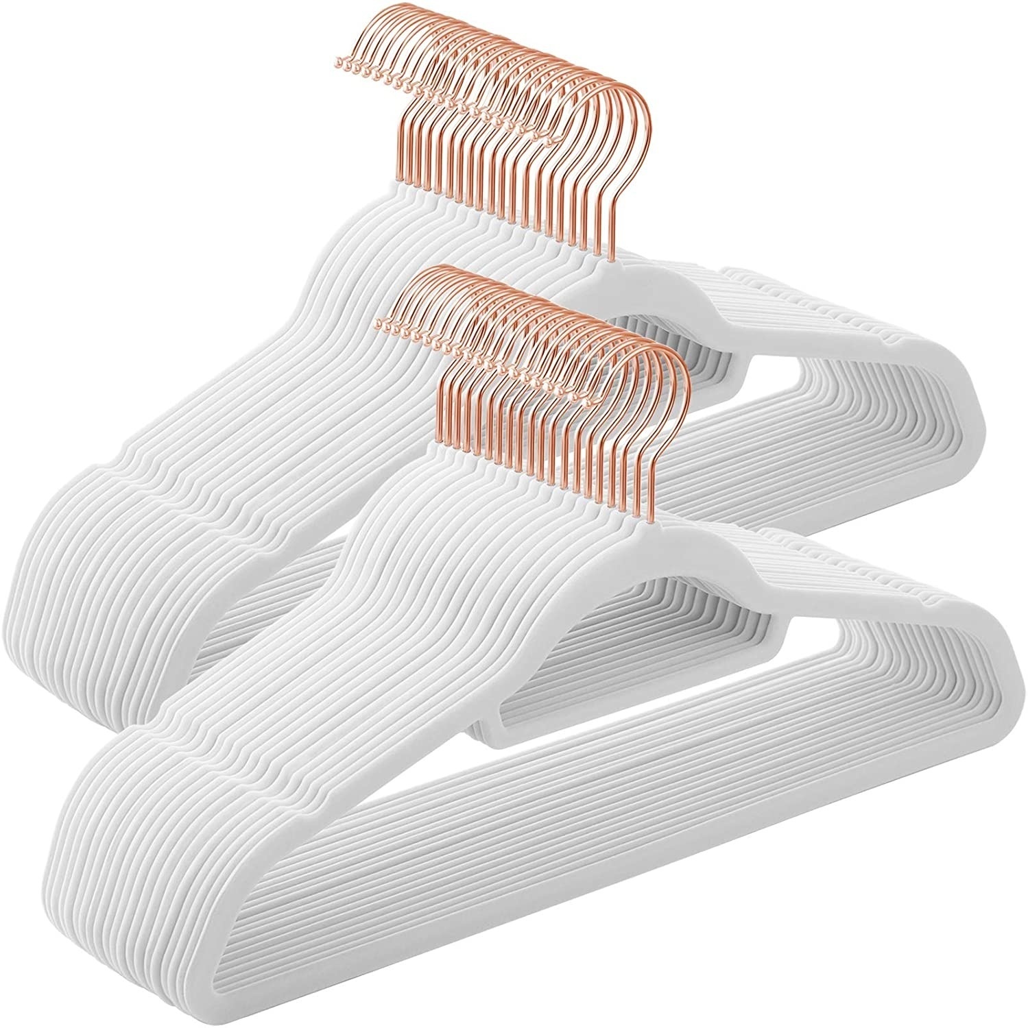 Hoout Kledinghangers - Fluweel - Wit - Set van 50