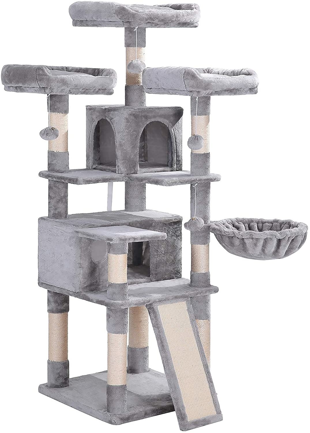 Hoout Krabpaal / Kattenverblijf XXL - 168 cm - Lichtgrijs