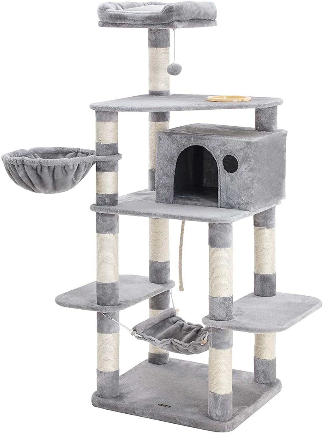 Hoout Stevige Kattenboom - Krabpaal - sisal - Grijs