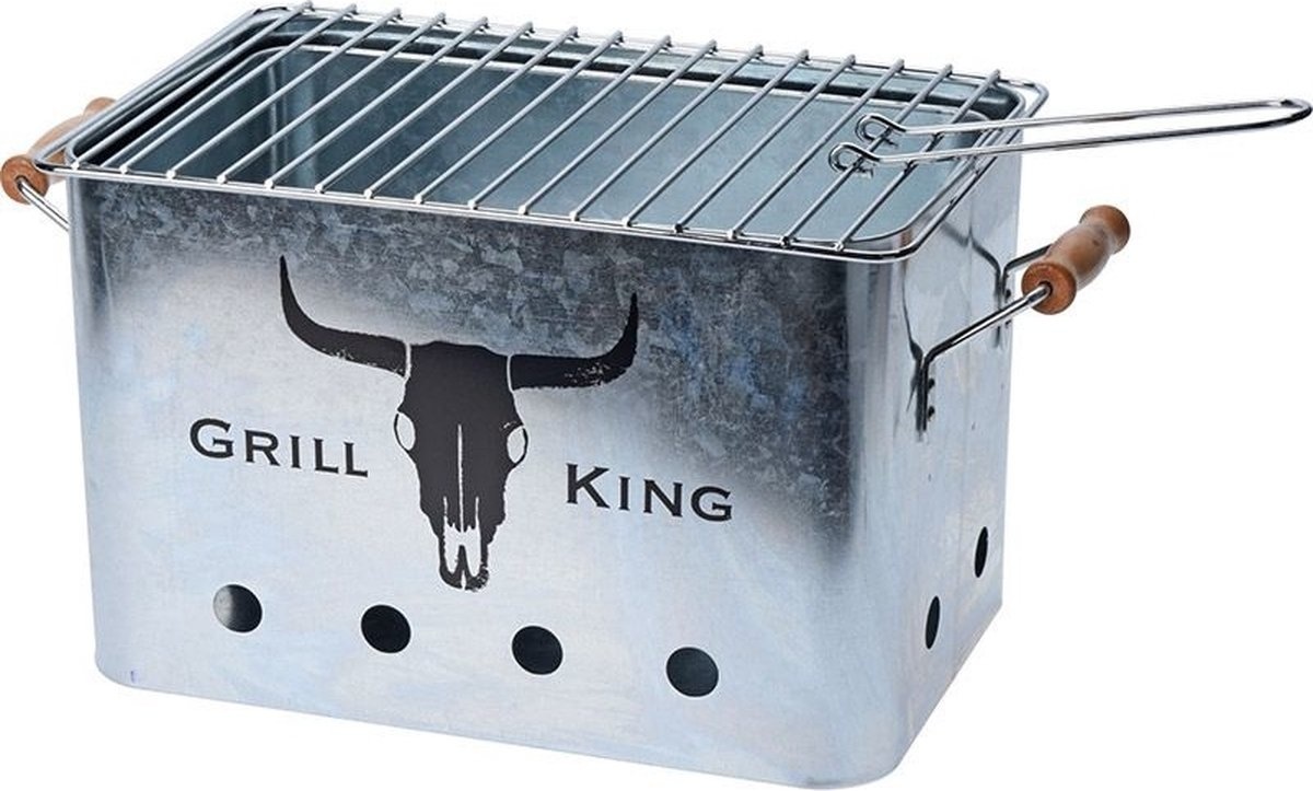 Grill King Houtskoolbarbecue Rechthoek - Zilver - 32x20x20 cm