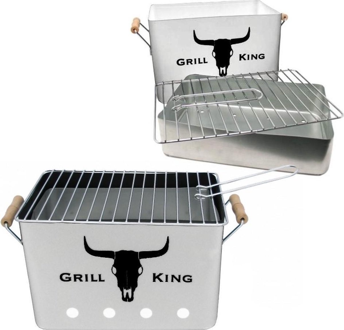 Grill King Houtskoolbarbecue Rechthoek - Zilver - 32x20x20 cm