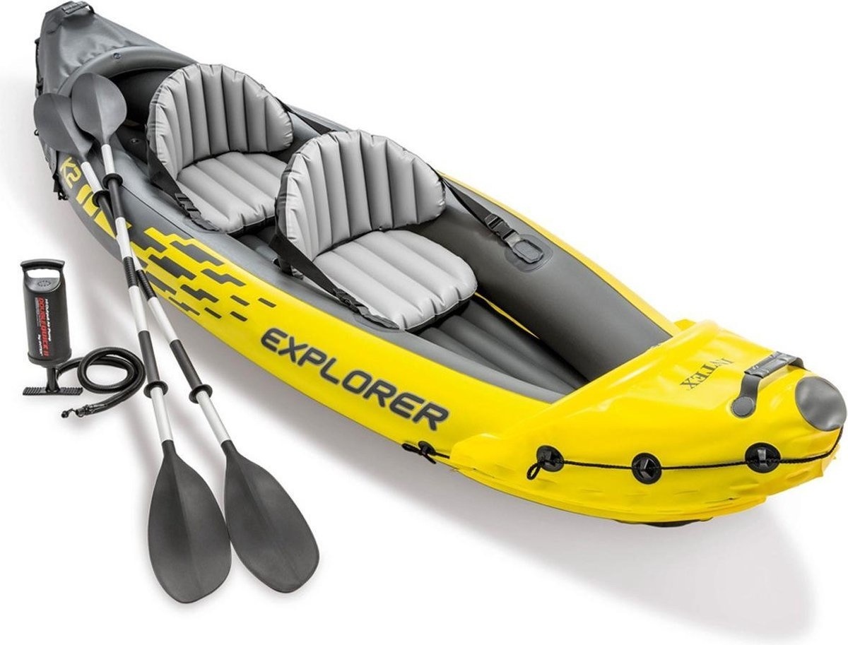 Intex Explorer K2 Kayak - 312cm - 2 personen - Geel - Max. 180 kg - Opblaasbaar