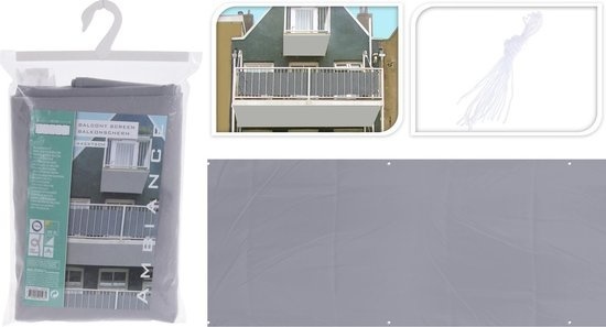 Ambiance Balkonscherm - 445 x 76 cm - Donkergrijs - Polyester