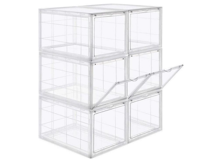 Hoout Schoenenrek, Schoenenkast, Stapelbaar, Transparant, 28 X 36 X 22 Cm