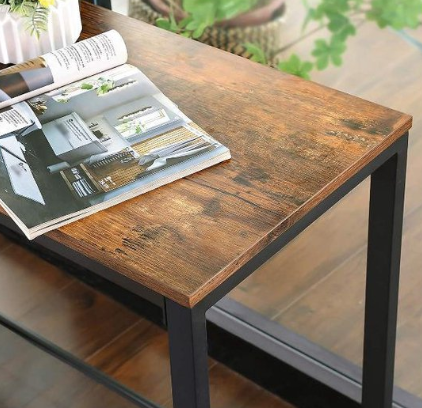 Hoout Console, Bijzettafel, Bruin Zwart, 100 X 35 X 80 Cm