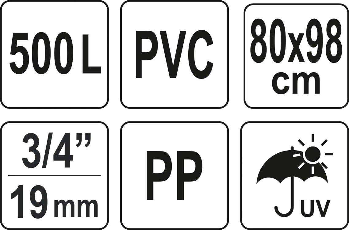 FLO Opvouwbare regenton - 500L - PVC - 80 x 80 x 98 cm