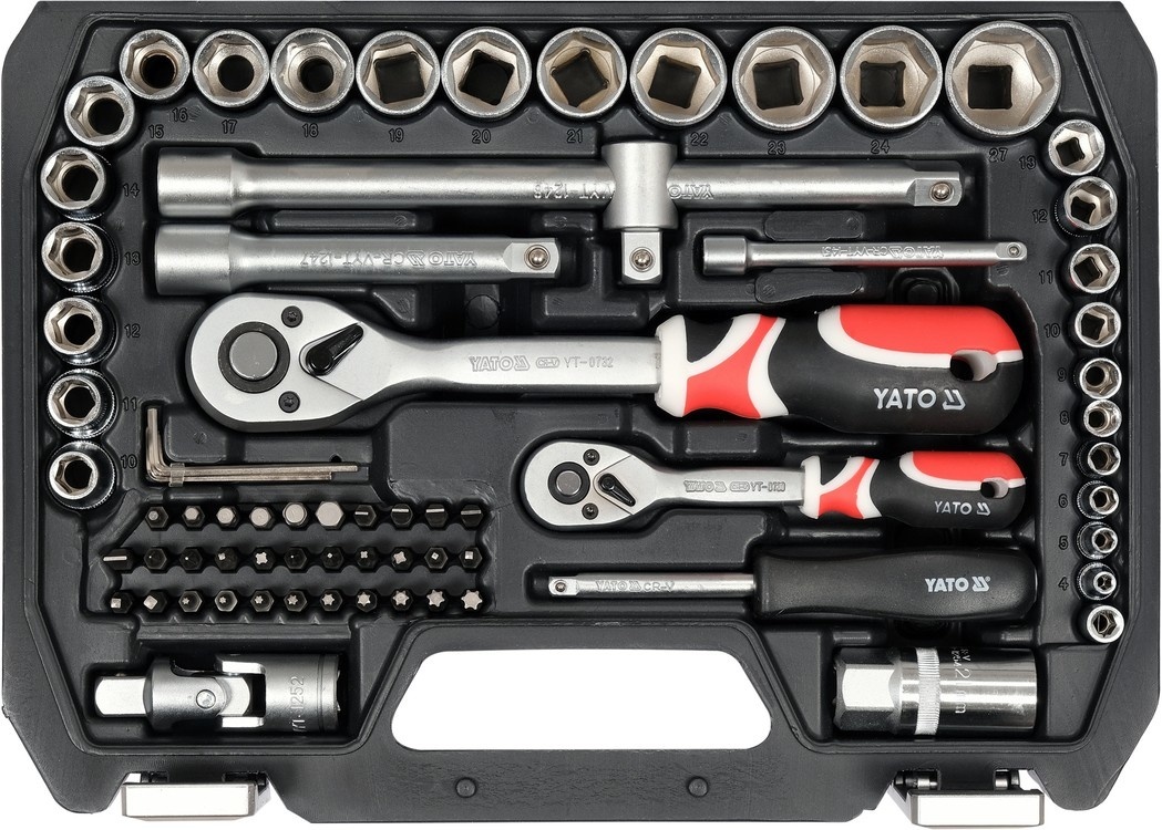 YATO Professionele Dopsleutelset en bitset - 72-Delig - 1/2"& 1/4"