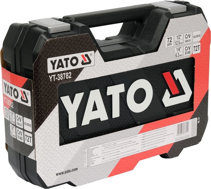 YATO Professionele Dopsleutelset en bitset - 72-Delig - 1/2"& 1/4"