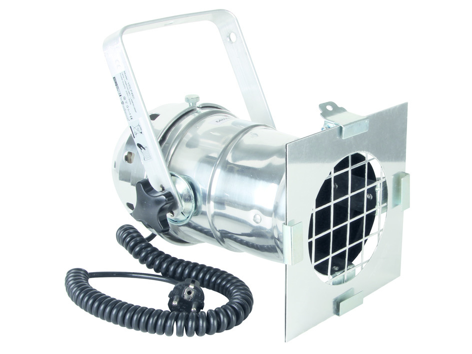 HQ-Power Par46-projector met spiraalkabel en schuko-stekker - verchroomd