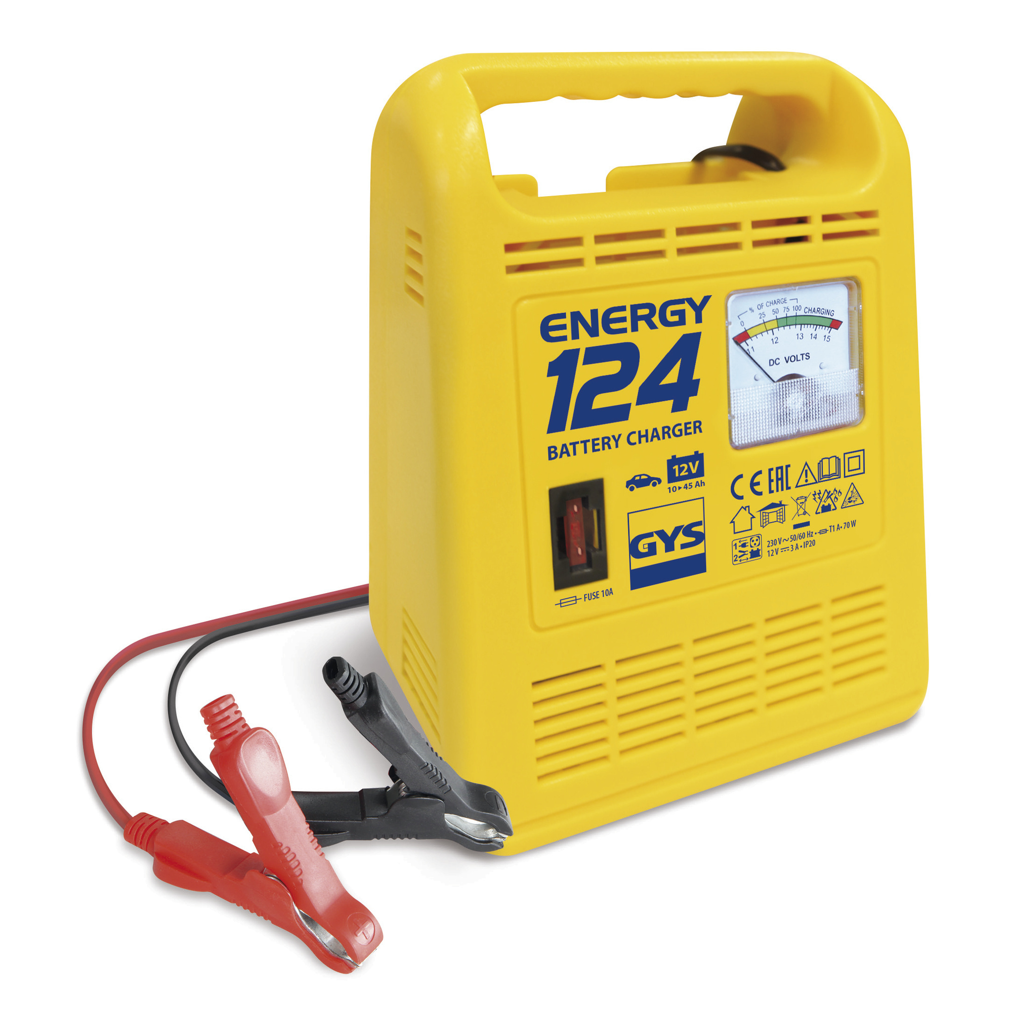 GYS Acculader Energy 124 - 10-45 Ah - 70 W - Voor auto, scooter en motorfiets