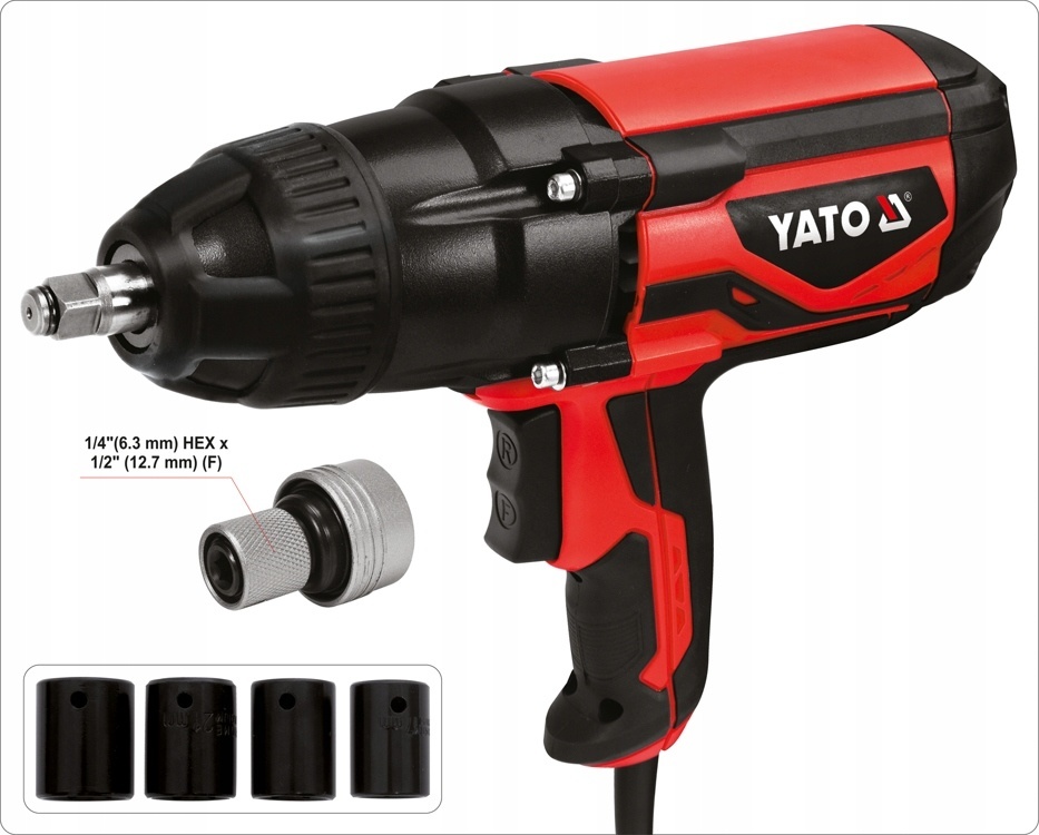 YATO Eelektrische Slagmoersleutel - 1020W - 600Nm - 230V MET extra Krachtdoppen