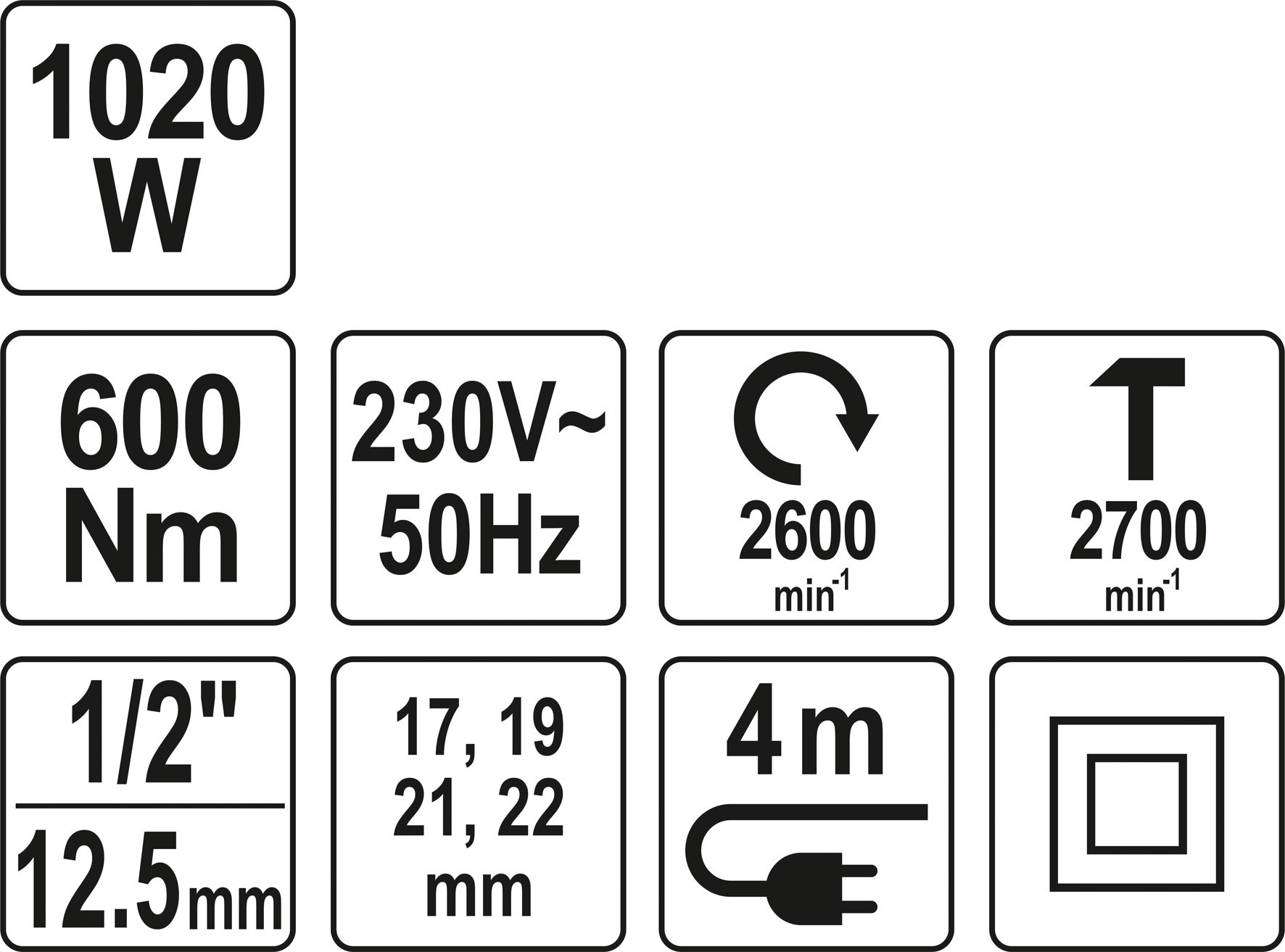 YATO Eelektrische Slagmoersleutel - 1020W - 600Nm - 230V
