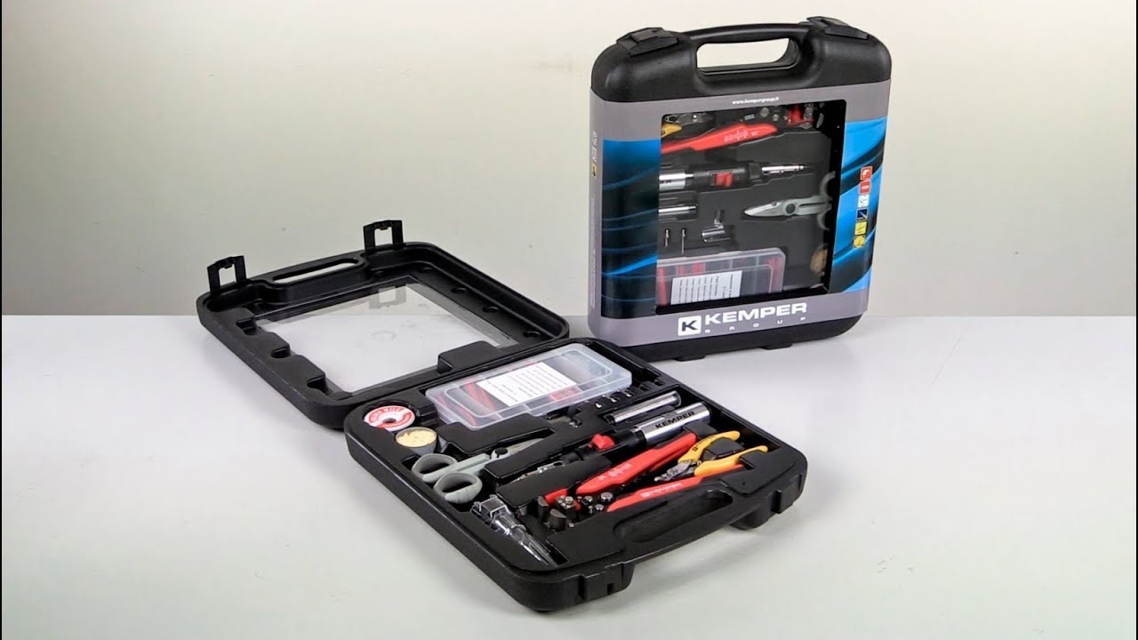 Kemper professionele gassoldeerset XXL met oplaadbare microbrander - 12 delig
