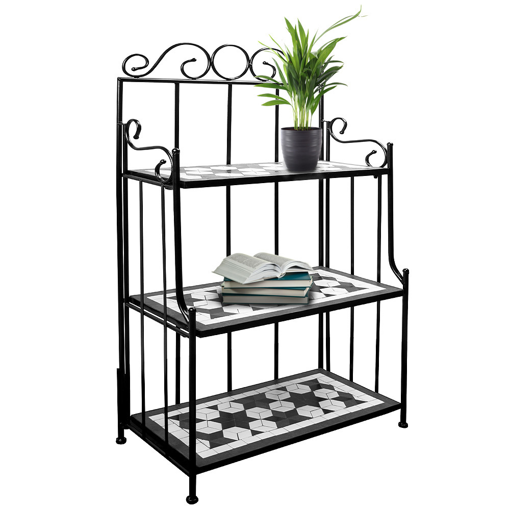 Deuba Staande plantenrek Mozaïek - 58 x 30 x 115 cm zwart