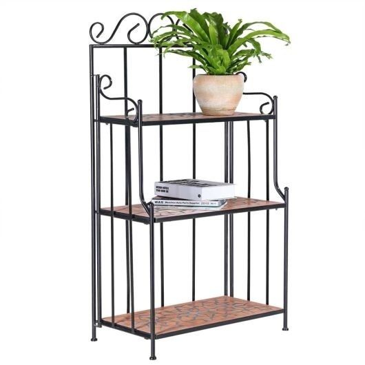 Deuba Staande plantenrek Mozaïek Terracotta Zwart 58x30x115cm