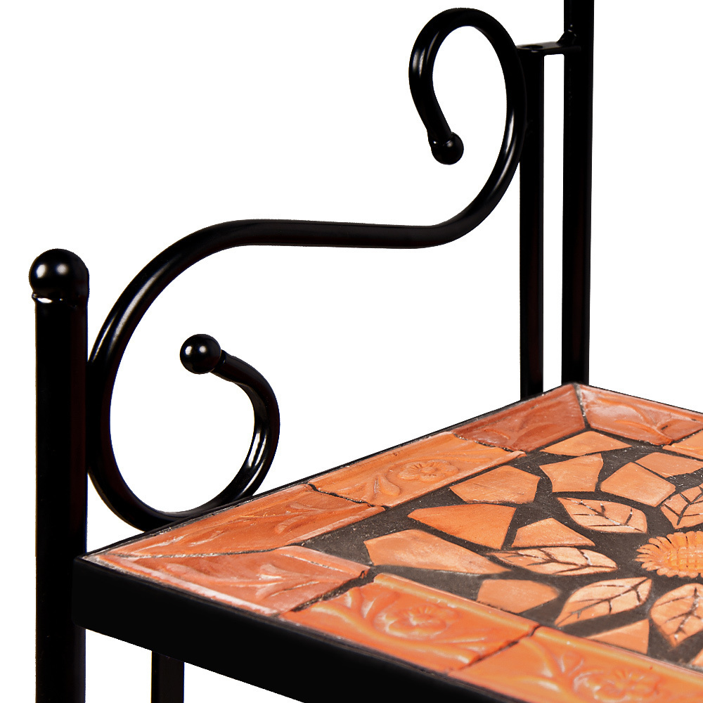 Deuba Staande plantenrek Mozaïek Terracotta Zwart 58x30x115cm