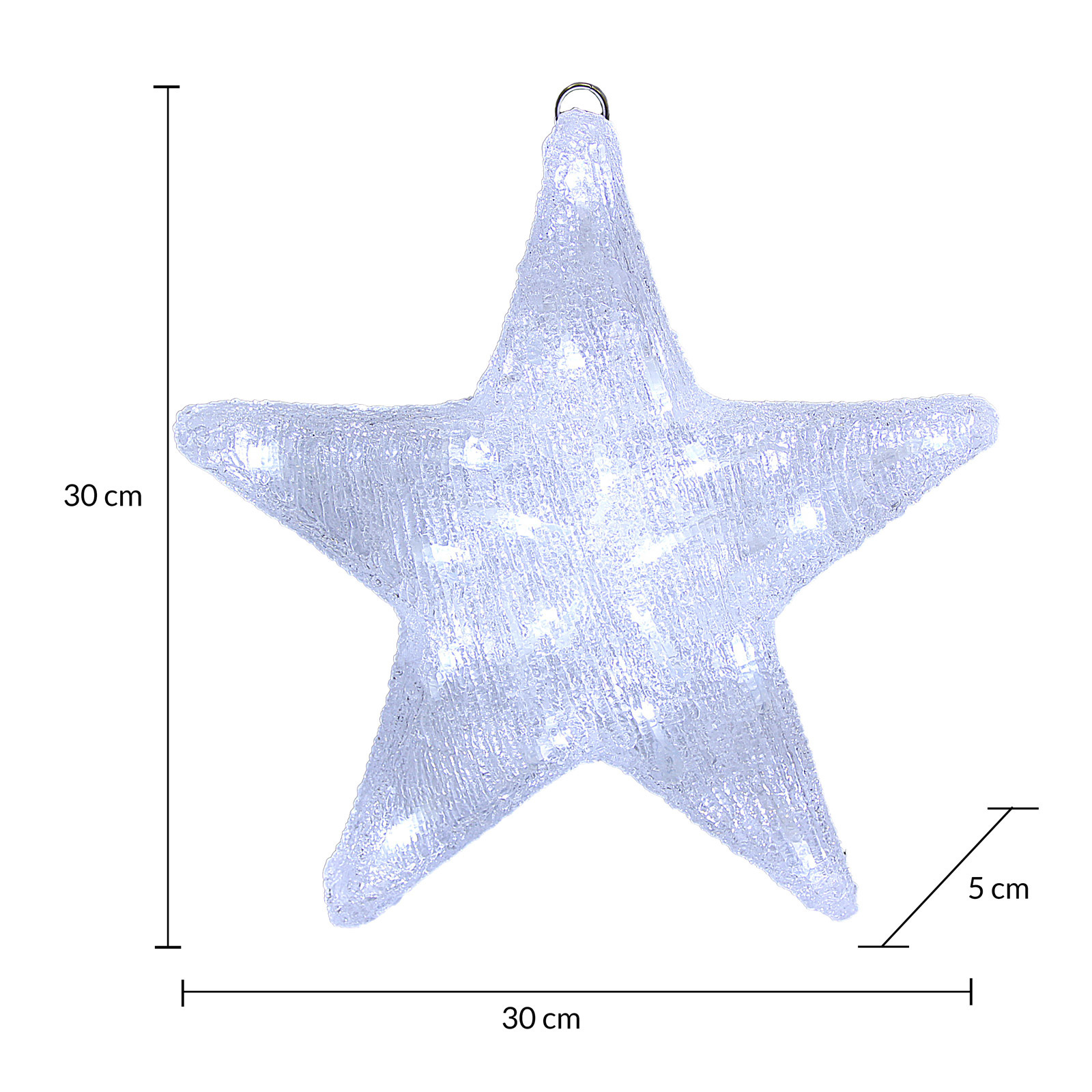 Monzana LED Acryl Kerstster | Helder wit | 30 x 5 x 30 cm | Voor binnen en buiten