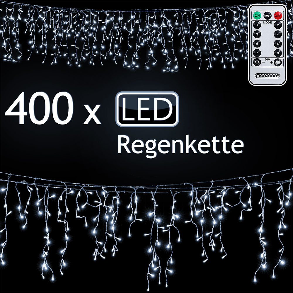 Monzana ijspegel verlichting - 10M 400 LED'S - koel wit