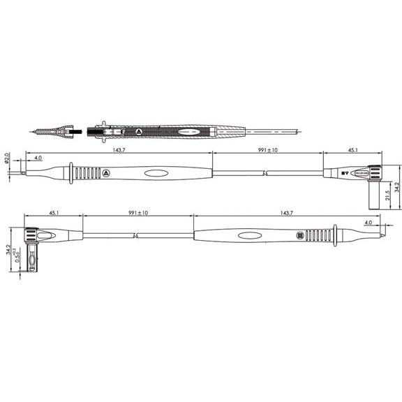 Set Met Pvc Meetsnoeren - Cat Iii 1000 V - 10 A - 18 Awg - Lengte 100 Cm