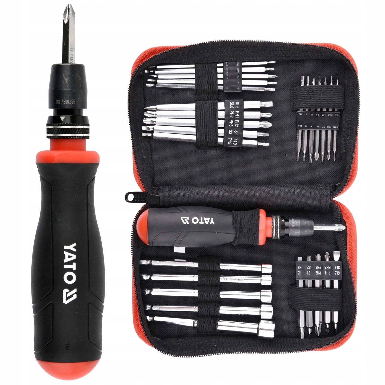 YATO 28-Delige Schroevendraaierset - PH - Met bits, Precisiebits en slagdoppen - In etui
