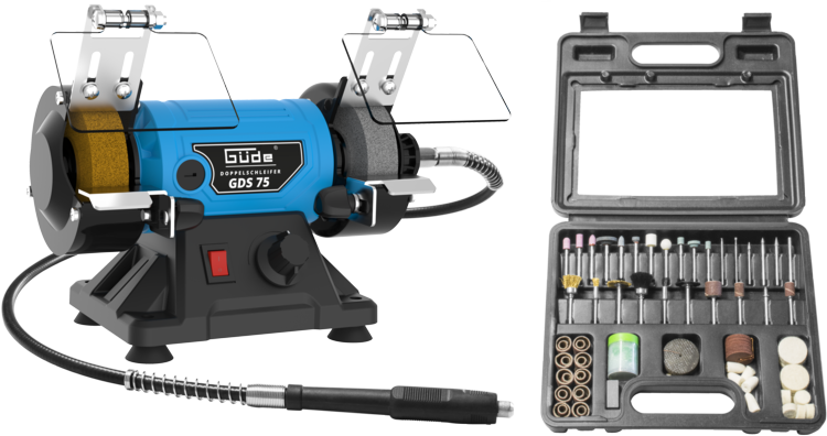 Güde Slijpmachine dubbele slijper GDS75 inclusief accessoiresset