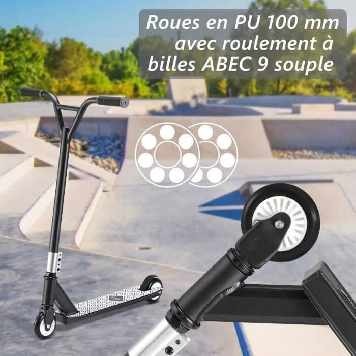 Sportana Scooter freestyle Tundra Basic - 100mm - 100 kg max. - voetrem - zwart